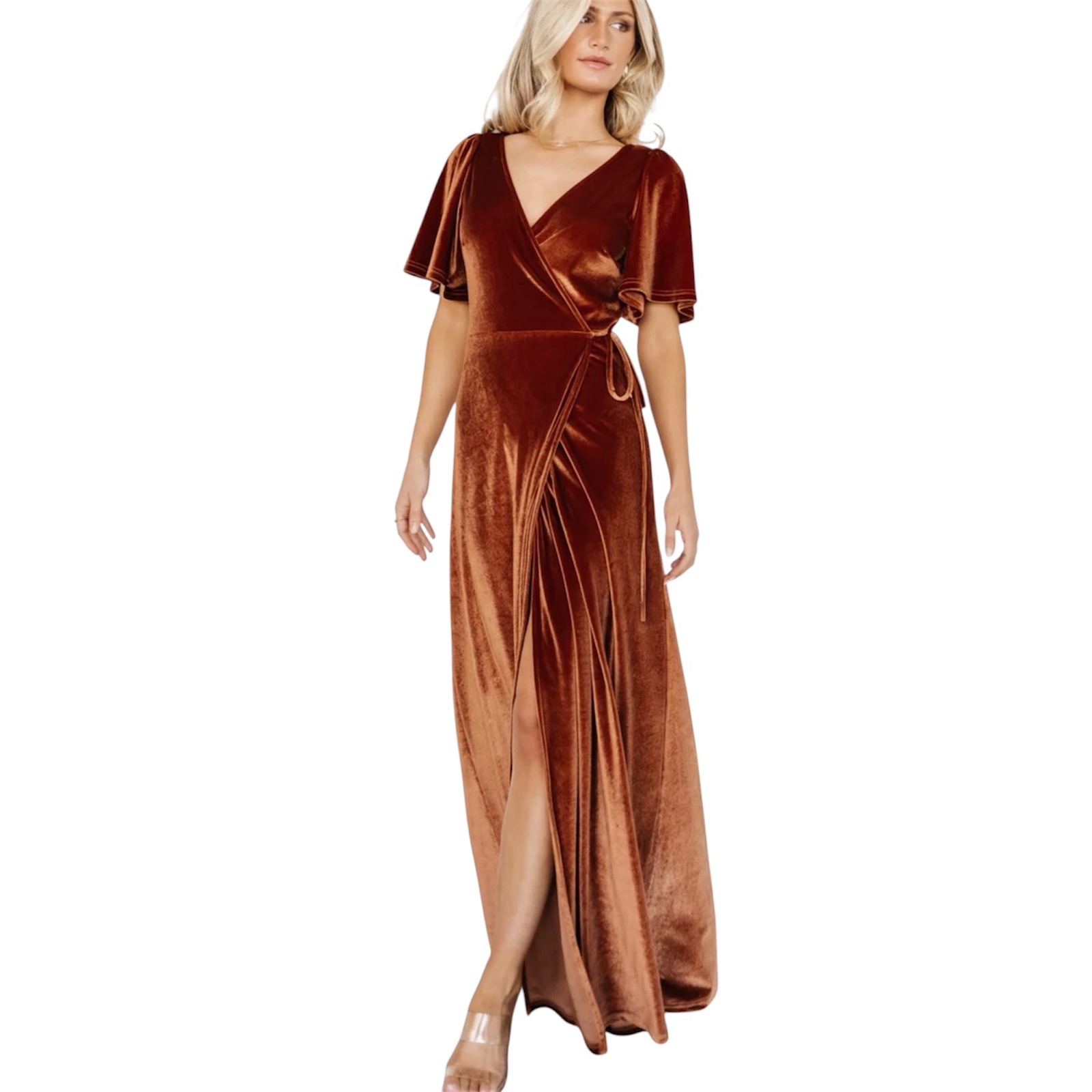 Baltic Born Xxl Meghan Velvet Wrap Maxi Dress In Spice